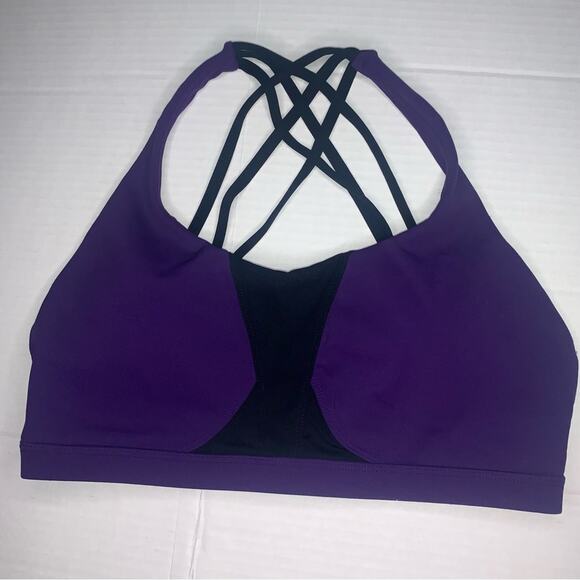 BUFFBUNNY Namastay Sports Bra. Medium. Purple and Black - Picture 4 of 12